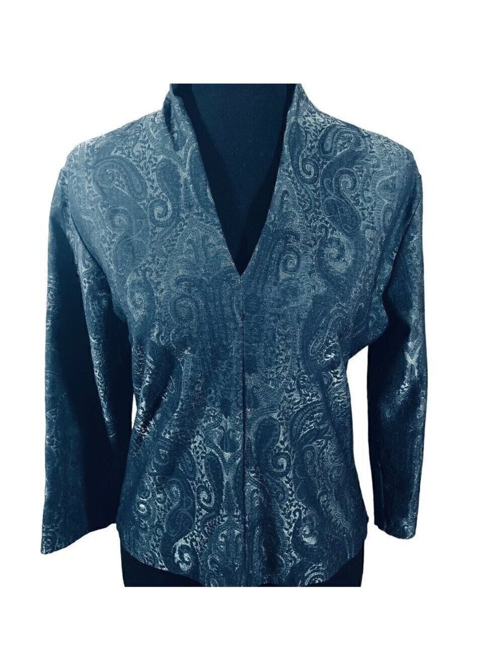 Hanky Panky Teal Blue Paisley Print Slim Fit Top Size L